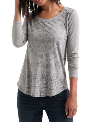 Lucky Brand Graphic Heathered Long-sleeve Tee