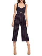 Bcbgeneration Striped Mixed-media Cropped Jumpsuit