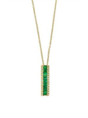 Effy Diamond, Emerald, And 14k Yellow Gold Pendant Necklace