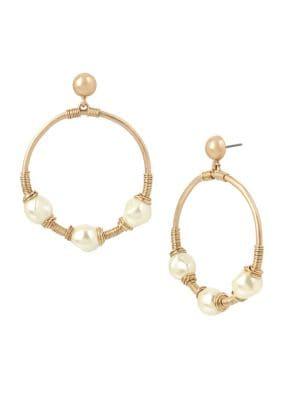 Robert Lee Morris Soho Faux Pearl Gypsy Hoop Earrings