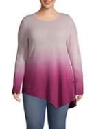Lord & Taylor Plus Asymmetrical Ombre Cashmere Top