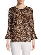 Michael Michael Kors Cheetah-print Long-sleeve Top