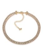 A.b.s. By Allen Schwartz Three Row Goldtone And Crystal Necklace