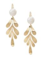 Design Lab Goldtone And Faux Pearl Drop Earrings