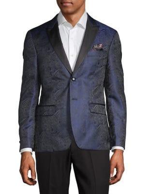 Tallia Orange Peak-lapel Jacquard Blazer