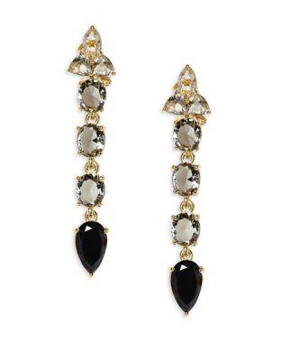 Vince Camuto Statement Stone Earrings Black Diamond, Crystals And Drop Linear Earrings