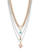 Kensie Faux Pearl Accented Layered Pendant Necklace