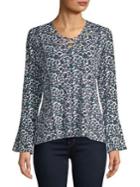 Michael Michael Kors Petite Wood Vine Bell-sleeve Top