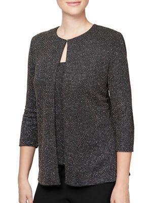 Alex Evenings Plus 2-piece Printed Jacket And Camisole Set