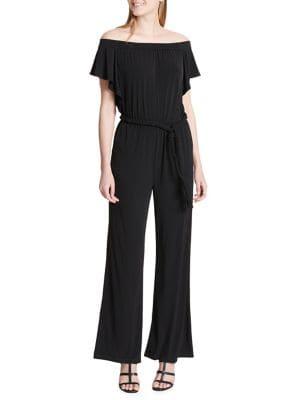 Calvin Klein Off-the-shoulder Belted Jumpsuit