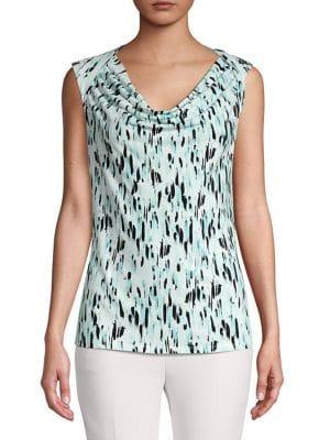 Kasper Printed Cowlneck Blouse