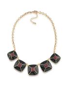 1st And Gorgeous Enamel Pyramid Pendant Statement Necklace In Garnet And Black
