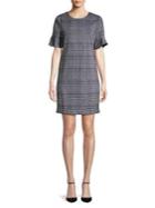 Calvin Klein Flutter Sleeve Plaid Dress