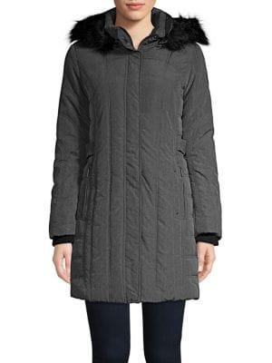 Weatherproof Hooded Faux-fur Trim Puffer Coat