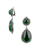 Kenneth Jay Lane Crystal And Emerald Clip-on Drop Earrings