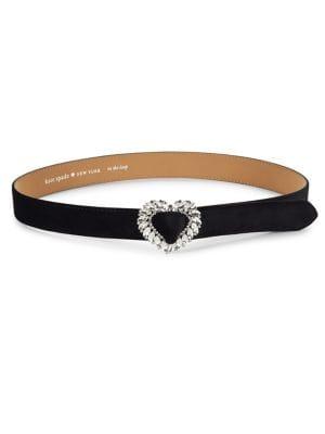 Kate Spade New York Rhinestone Heart Buckle Belt