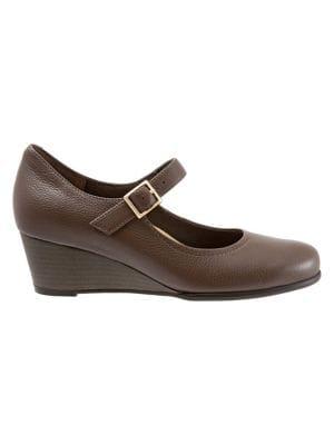 Trotters Willow Leather Wedge Mary Janes
