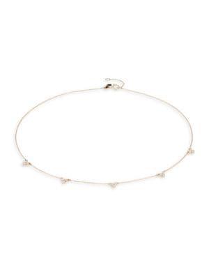 Adina Reyter 14k Yellow Gold & White Diamond Five-cluster Chain Choker Necklace