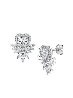 Lord & Taylor Rhodium-plated Sterling Silver & Crystal Marquise Heart Stud Earrings