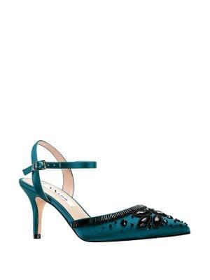 Nina Thora Embellished Cutout Pointy Pumps