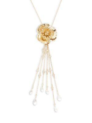 Miriam Haskell Vintage Floral Crystal Y-necklace