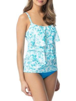 Coco Reef Deja Blue Aura Ruffle Tankini