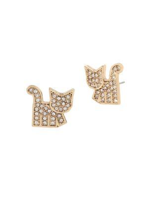 Betsey Johnson East Harlem Shuffle Crystal Cat Stud Earrings