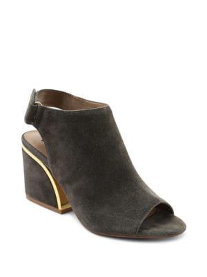 Kensie Elmira Suede Metallic Trim Bootie Heel
