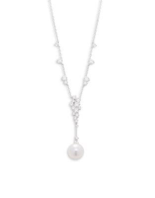 Nadri Crystal And Faux Pearl Mare Y-necklace