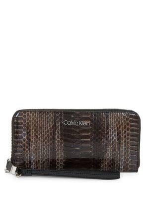 Calvin Klein Python Leather Wristlet Wallet
