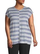 Vince Camuto Plus Striped Short-sleeve Top
