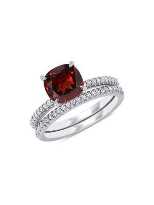 Sonatina 2-piece 14k White Gold & Multi-stone Bridal Ring Set