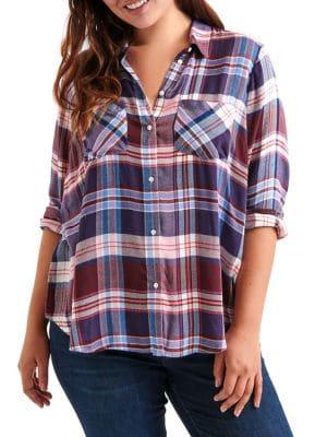 Lucky Brand Plus Plaid Button-down Shirt