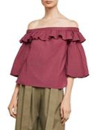 Bcbgmaxazria Bell-sleeve Off-shoulder Ruffle Top
