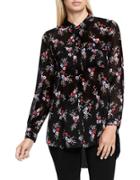 Two By Vince Camuto Floral-print Button-down Tunic