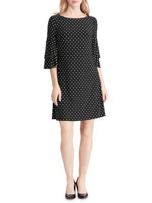 Lauren Ralph Lauren Polka-dot Ruffle-sleeve Jersey Dress