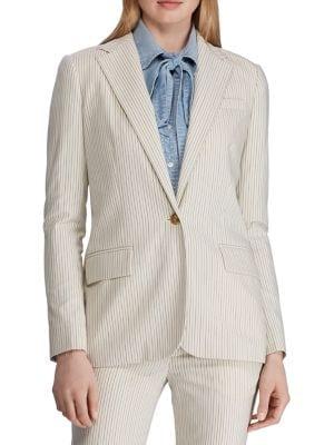 Lauren Ralph Lauren Pinstripe Wool Blend Blazer