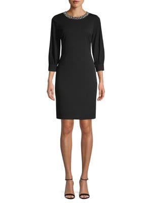 Karl Lagerfeld Paris Beaded Cuff-sleeve Sheath Dress