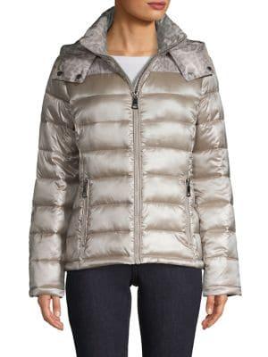 Calvin Klein Leopard-print Yoke Puffer Down Coat