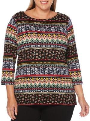 Rafaella Plus Mixed-print Top