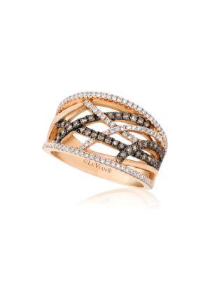 Le Vian Chocolatier Vanilla Diamonds, Chocolate Diamonds & 14k Strawberry Gold Braided Ring