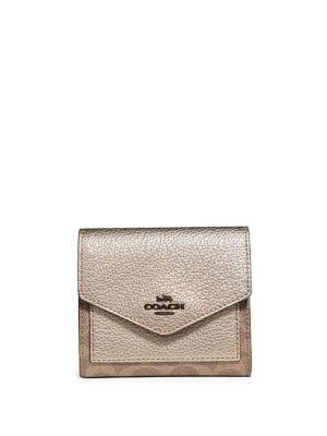 Coach Small Signature Leather Canvas Wallet