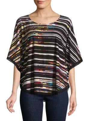 Rafaella Dolman Crochet Stripe Top