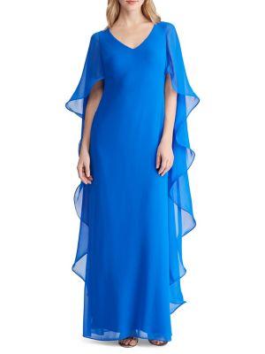 Lauren Ralph Lauren Cape-overlay Chiffon Gown