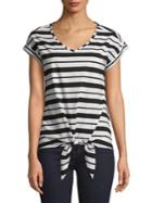Lord & Taylor Striped Tie Cotton Tee