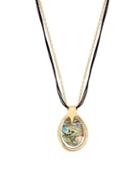 Robert Lee Morris Soho Abalone And Leather Pendant Necklace