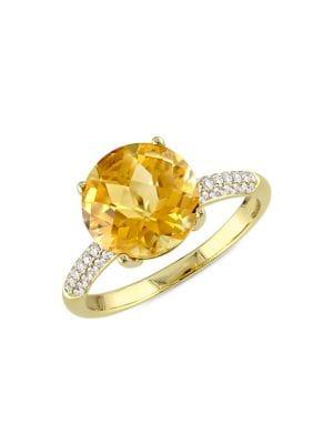 Sonatina 14k Yellow Gold, Citrine & 0.2 Tcw Diamond Beaded Ring