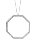 Effy Geo Diamond And 14k White Gold Octagon Necklace-0.78 Tcw