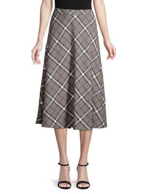 Vince Camuto Plaid A-line Midi Skirt