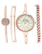 Anne Klein Rose Goldtone Watch And Bracelet Set